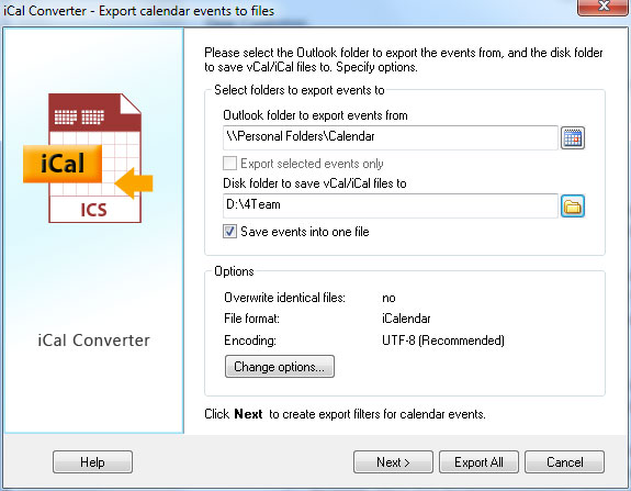 Click to view iCal Converter for Microsoft Outlook 1.00 screenshot