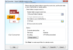 Screenshots of iCal Converter. Convert Calendar from Outlook to iCalendar.